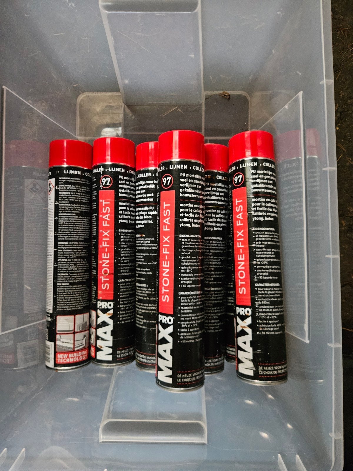 11 bussen Max Pro Stone Fix Fast schuimmortel, Ophalen