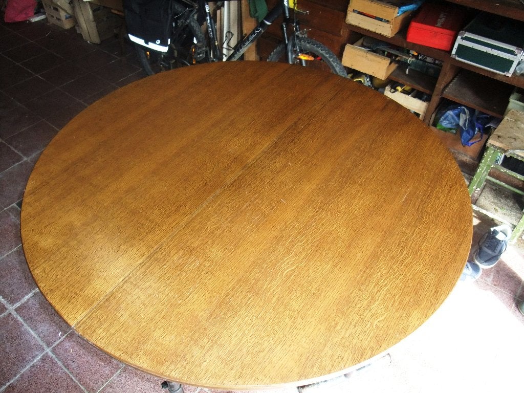 table ronde 120cm en chêne massif avec allonge 50cm, Maison & Meubles, 150 à 200 cm, Comme neuf, 100 à 150 cm, Enlèvement