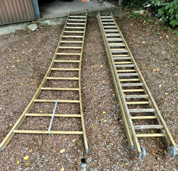Échelle coulissante en aluminium 3 sections (3 x 4,20 m), Enlèvement, Utilisé, Échelle