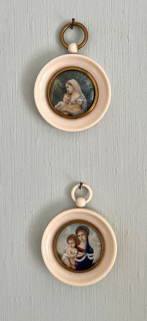 Paire de miniatures peintes main, Enlèvement ou Envoi