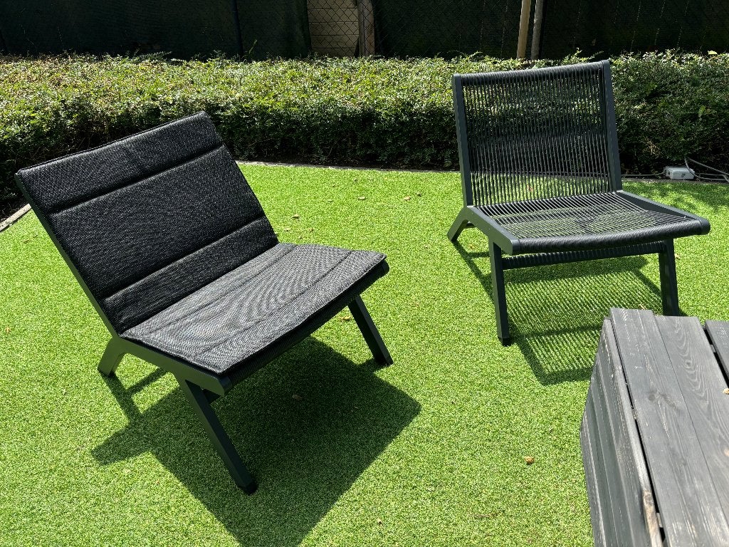 Loungestoel, zwart aluminium (2 stuks), Enlèvement, Comme neuf, Aluminium