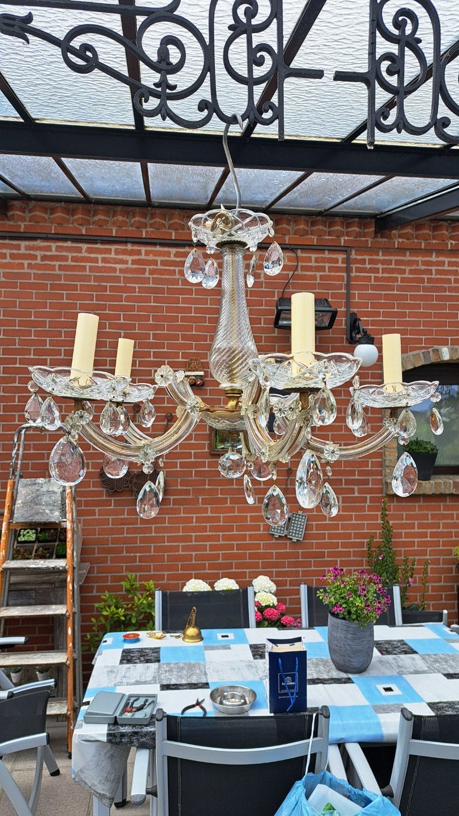 oude kristallen luster, Antiek en Kunst, Ophalen