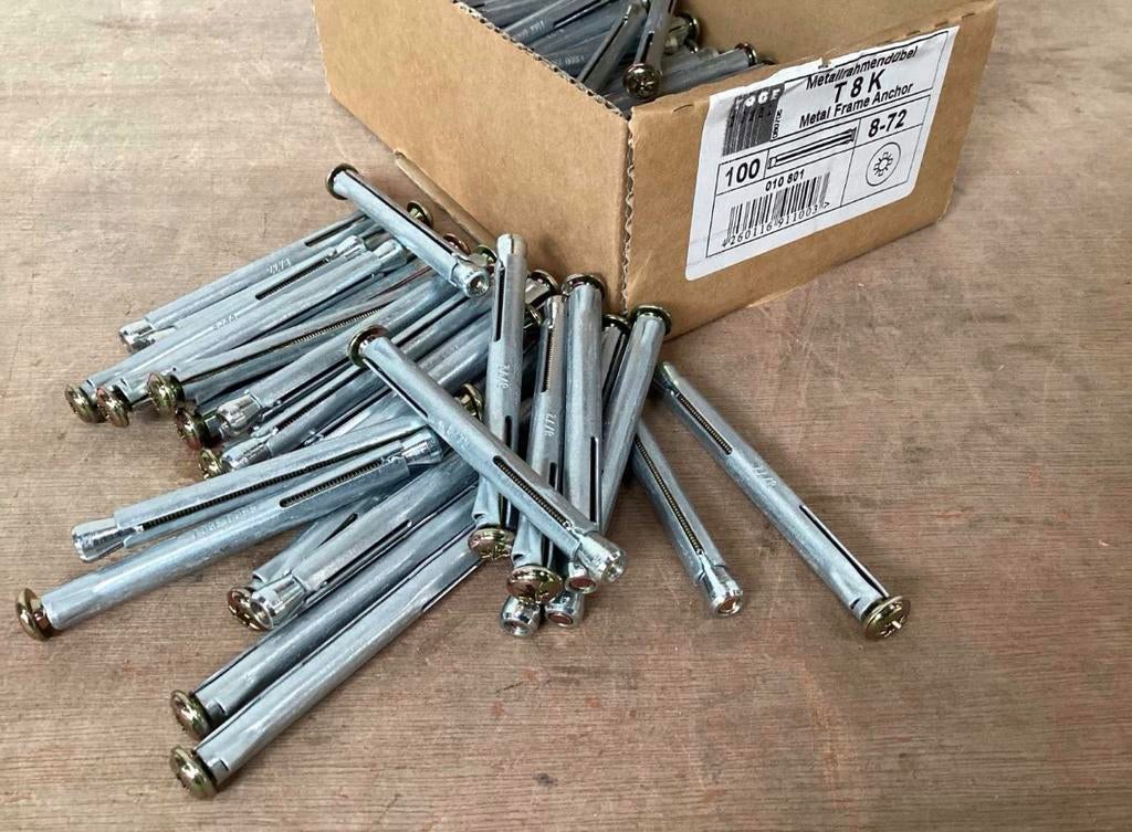 Metalen kozijnpluggen 8x72 - nieuw, Doe-het-zelf en Bouw, IJzerwaren en Bevestigingsmiddelen, Ophalen, Nieuw, 50 tot 100 mm, Pluggen