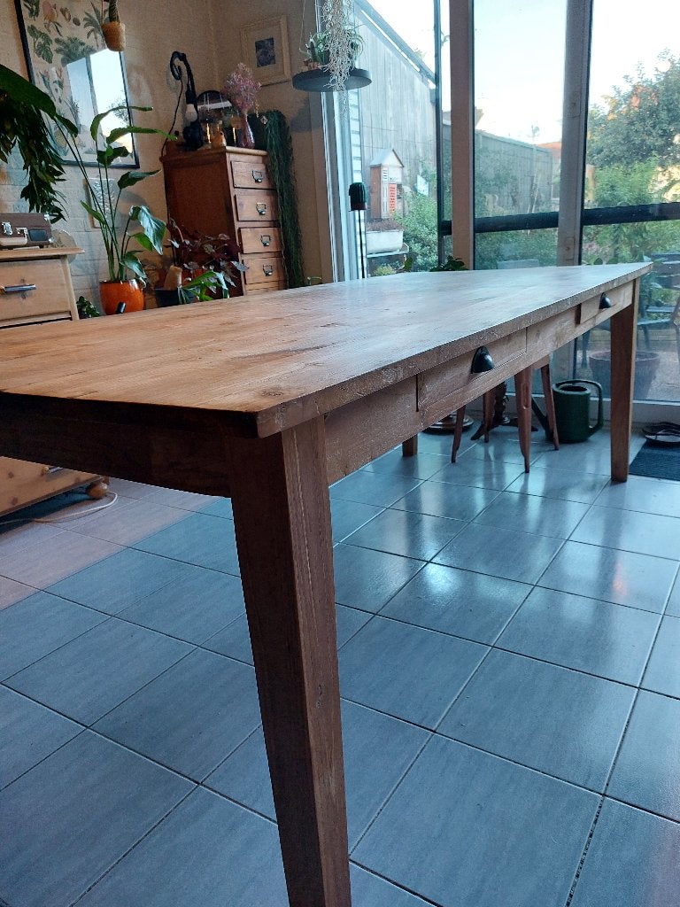 Eettafel in teak, Ophalen, Gebruikt, Teakhout, 200 cm of meer