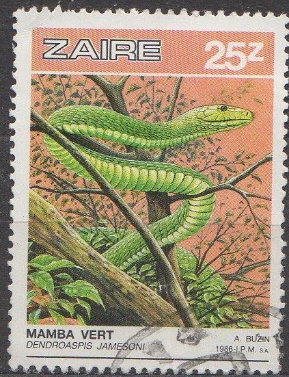 Zaïre - Jamesons mamba - 1987, Postzegels en Munten, Postzegels | Afrika, Ophalen of Verzenden, Gestempeld