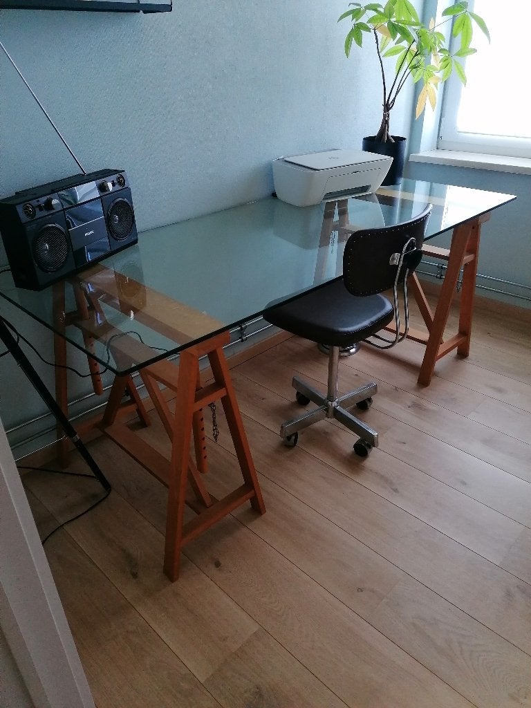 Bureau tafel, Ophalen of Verzenden, In hoogte verstelbaar, Glas