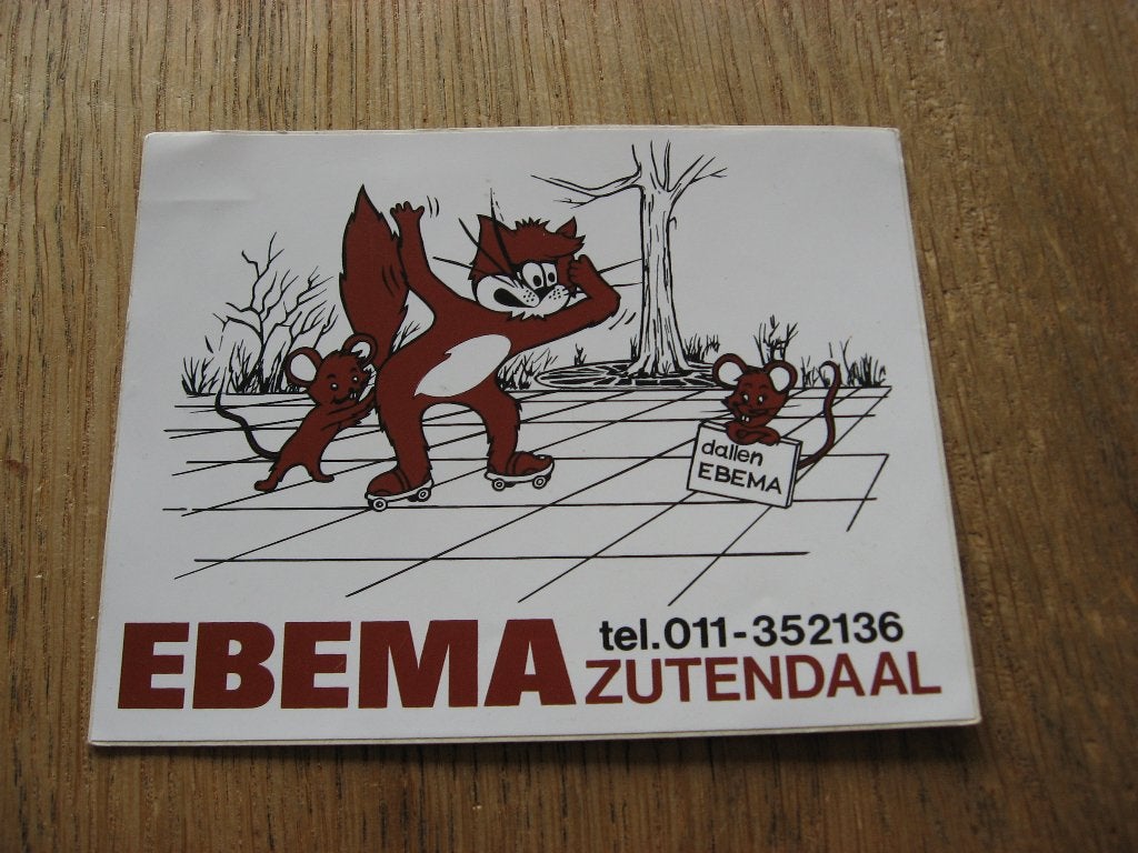 Vintage Sticker Ebema Zutendaal, Ophalen of Verzenden, Nieuw, Overige typen