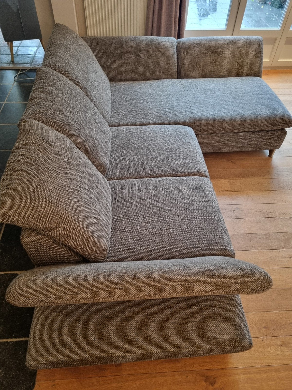 Chaise d'angle grise moderne en très bon état, Trois personnes, Enlèvement, Utilisé, Tissus
