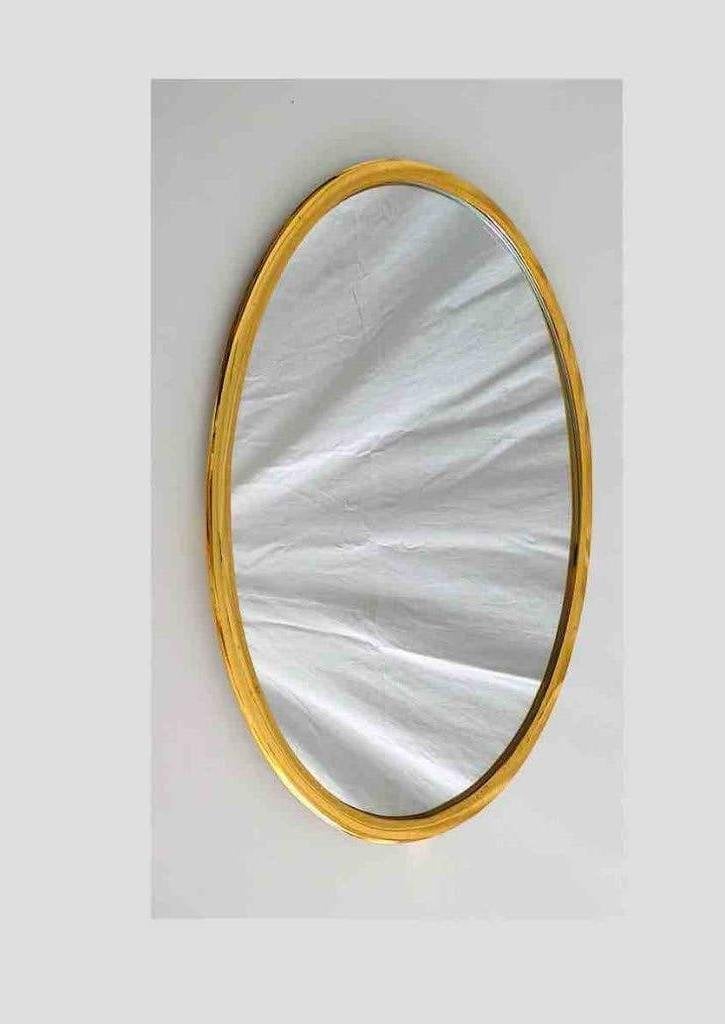antieke messing spiegel ovaal, Enlèvement, Ovale, Moins de 50 cm, Moins de 100 cm