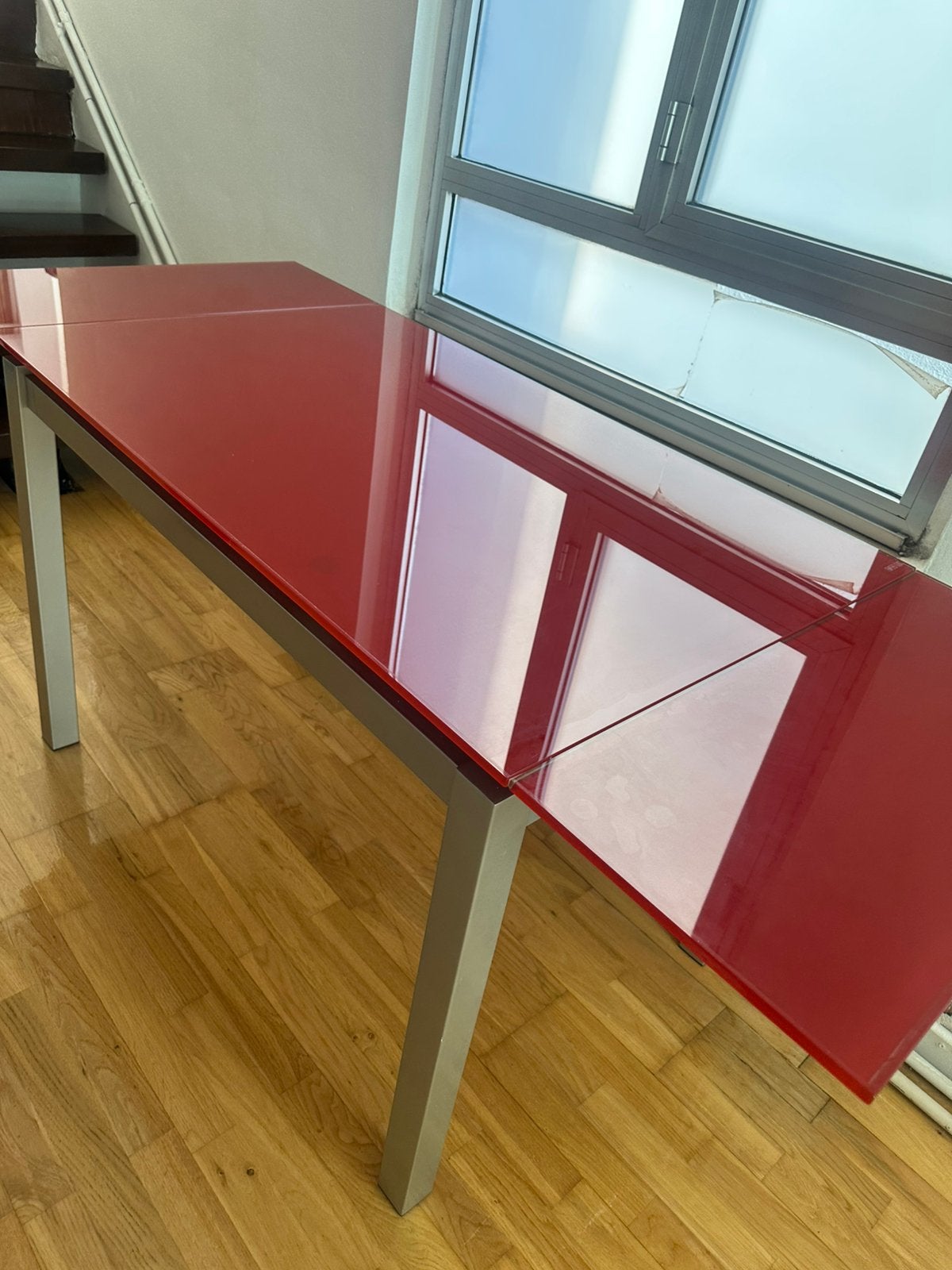 Inschuifbare Rode glaze tafel, Ophalen, Zo goed als nieuw