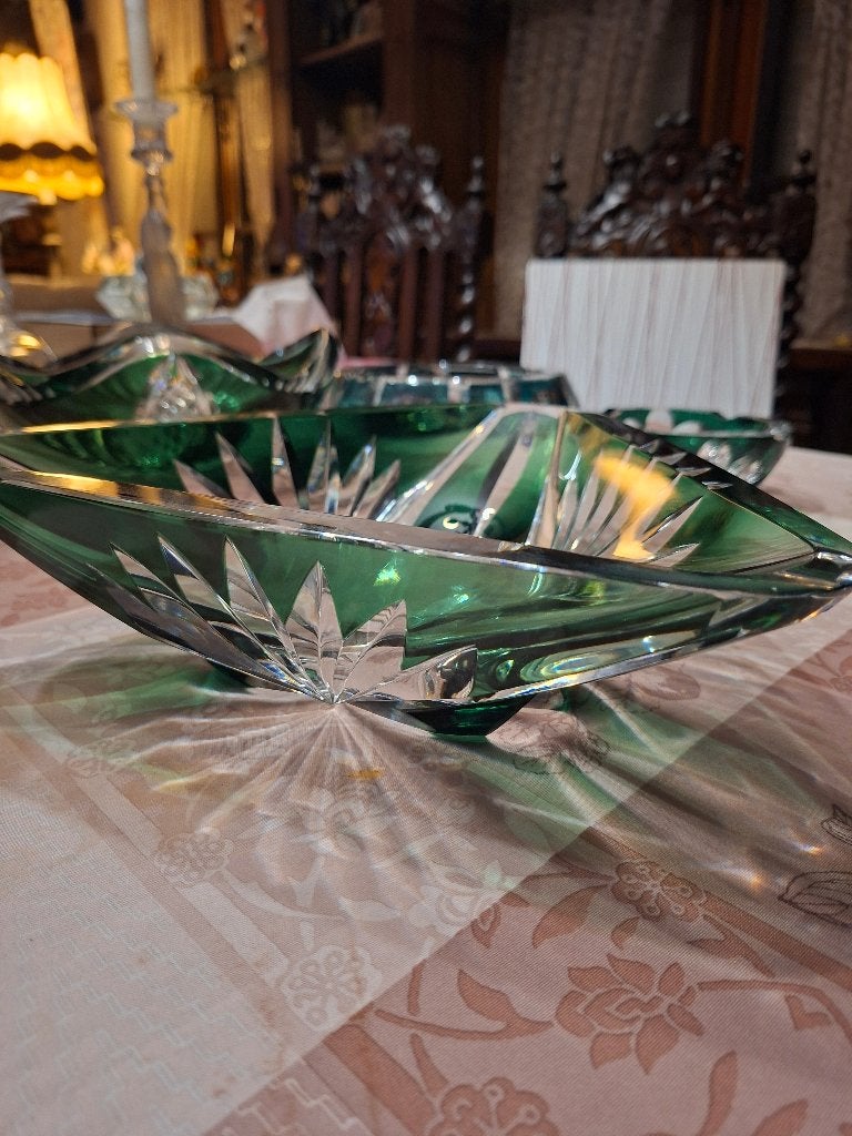 Val saint lambert schaal groen kristal coupe, Ophalen