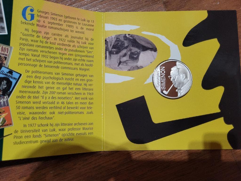 Pièce en argent Georges Simenon 18.75g, Enlèvement ou Envoi, Argent, Série, Argent
