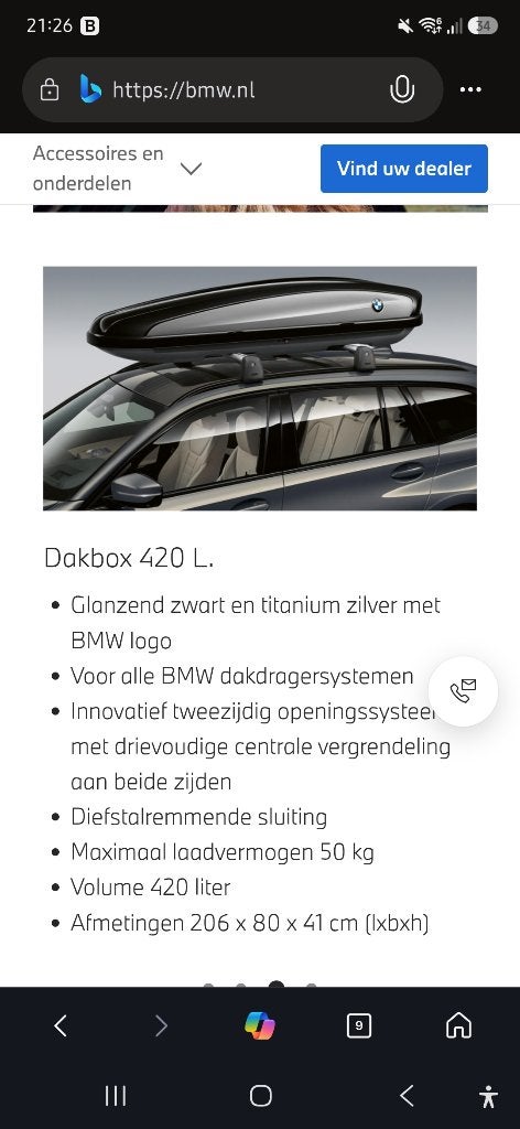 Dakkoffer BMW 420L+ dakdragers BMW, als nieuw, Auto diversen, Dakkoffers, Ophalen, Nieuw