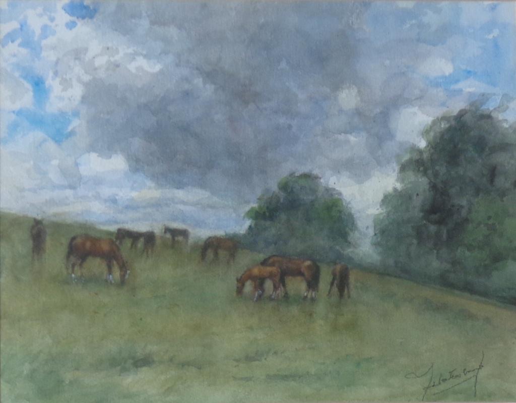 JEAN BATENBURG / PAARDEN WEIDE / ORIGINEEL / 58x68cm / KADER, Ophalen of Verzenden