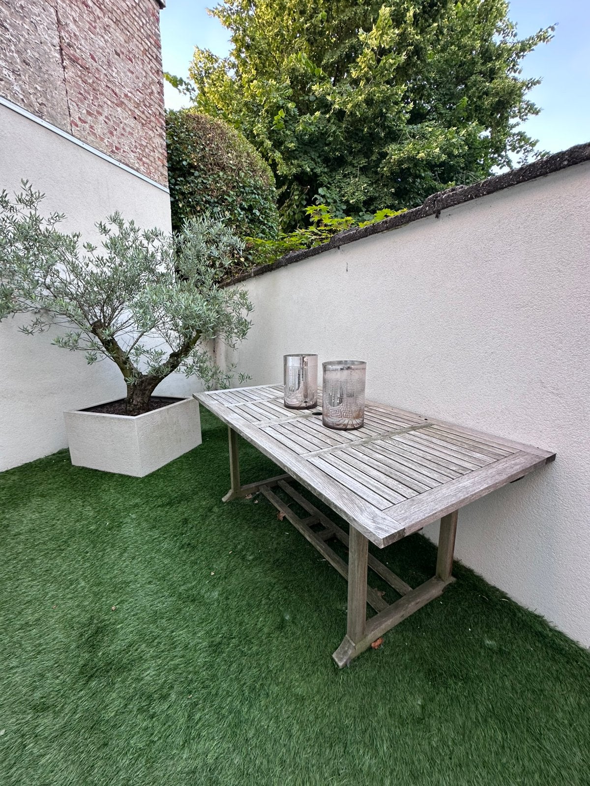 Kwalitatieve houten tuintafel te koop (1m80x90), Ophalen, Zo goed als nieuw, Rechthoekig, Hout