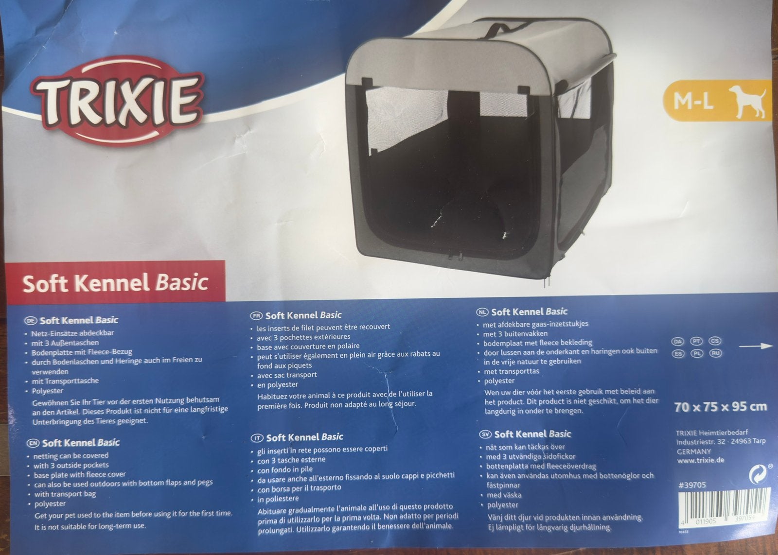 Trixie Reisbench Grijs M/L 95x70x75, Enlèvement, Utilisé
