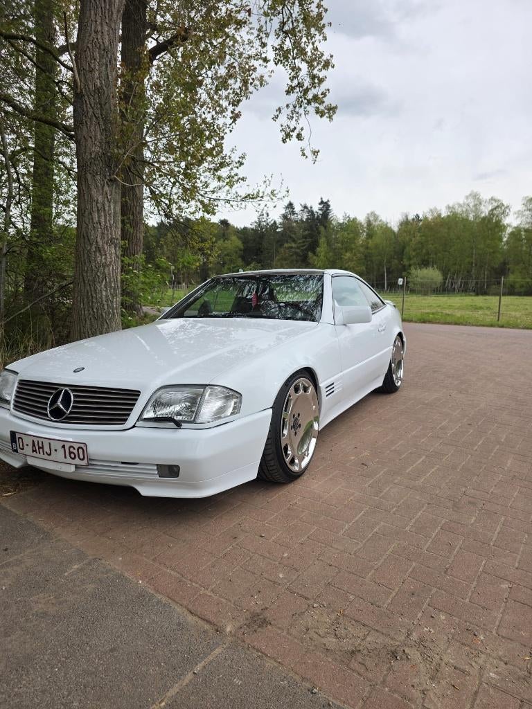 Mercedes r129 sl 500 met 120000 miles bouwjaar 1991, Auto's, Mercedes-Benz, Automaat, Wit, Leder, Bruin