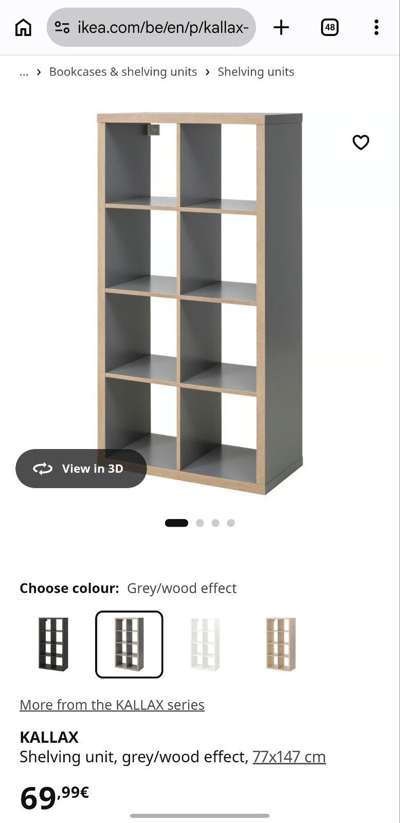 IKEA KALLAX Stellingkast / Vakkenkast (8 vakken, Ophalen, 100 tot 150 cm, Teakhout, 50 tot 100 cm