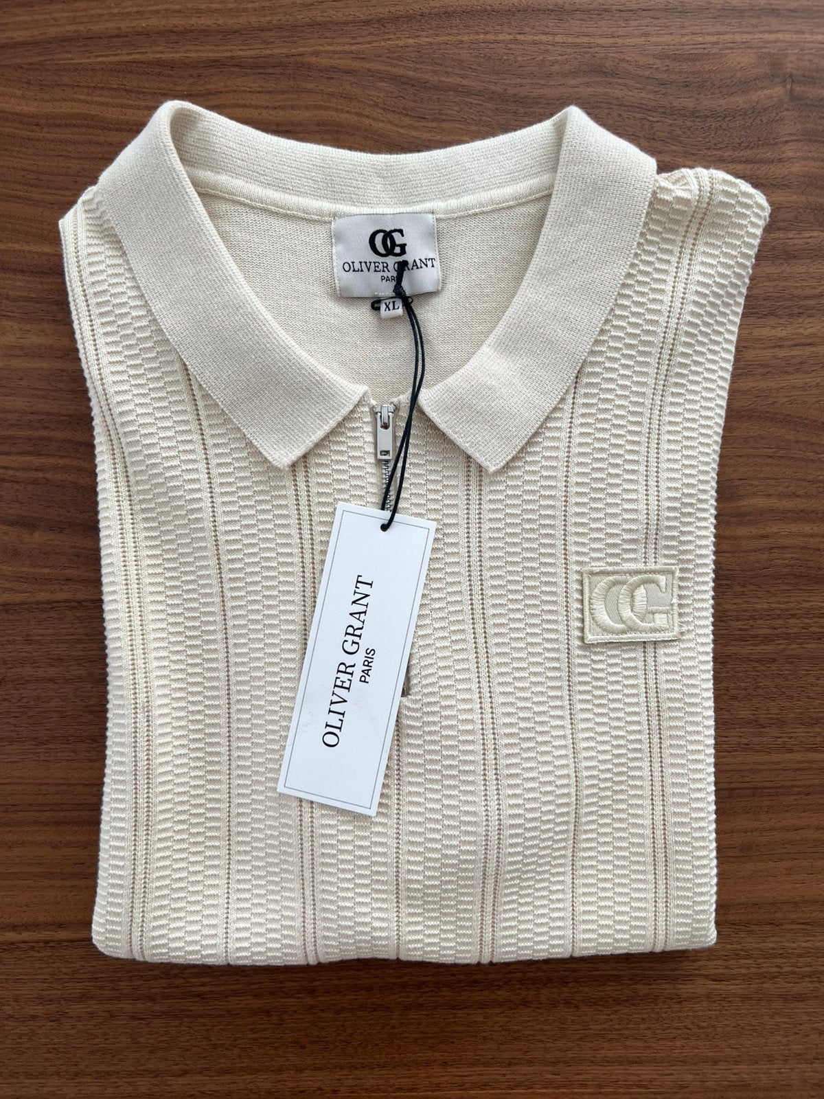 Oliver Grant Paris ecru poloshirt met halve ritssluiting XL, Ophalen of Verzenden, Nieuw, Maat 56/58 (XL), Beige