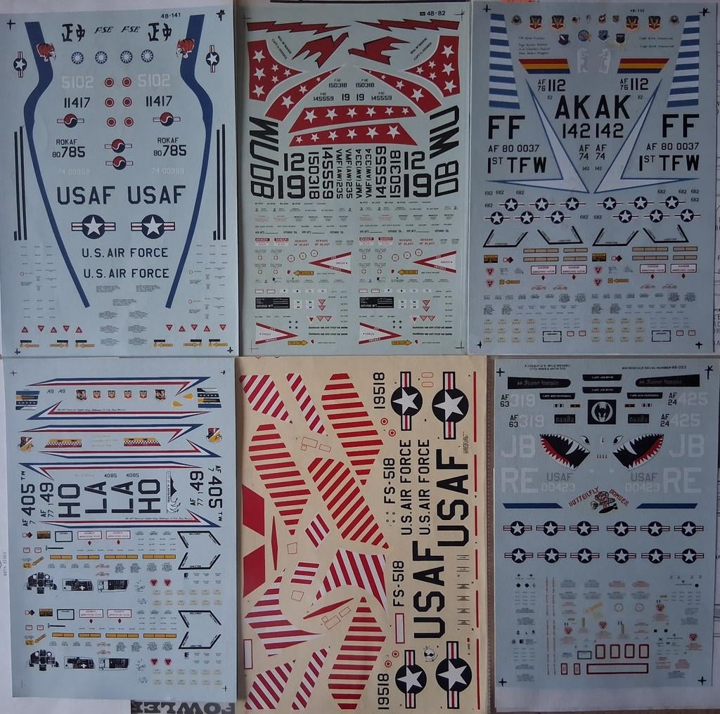 F5, F8, F15, F84F 1/48 speciale stickerplaten, Overige merken, Nieuw, Ophalen of Verzenden, Groter dan 1:72