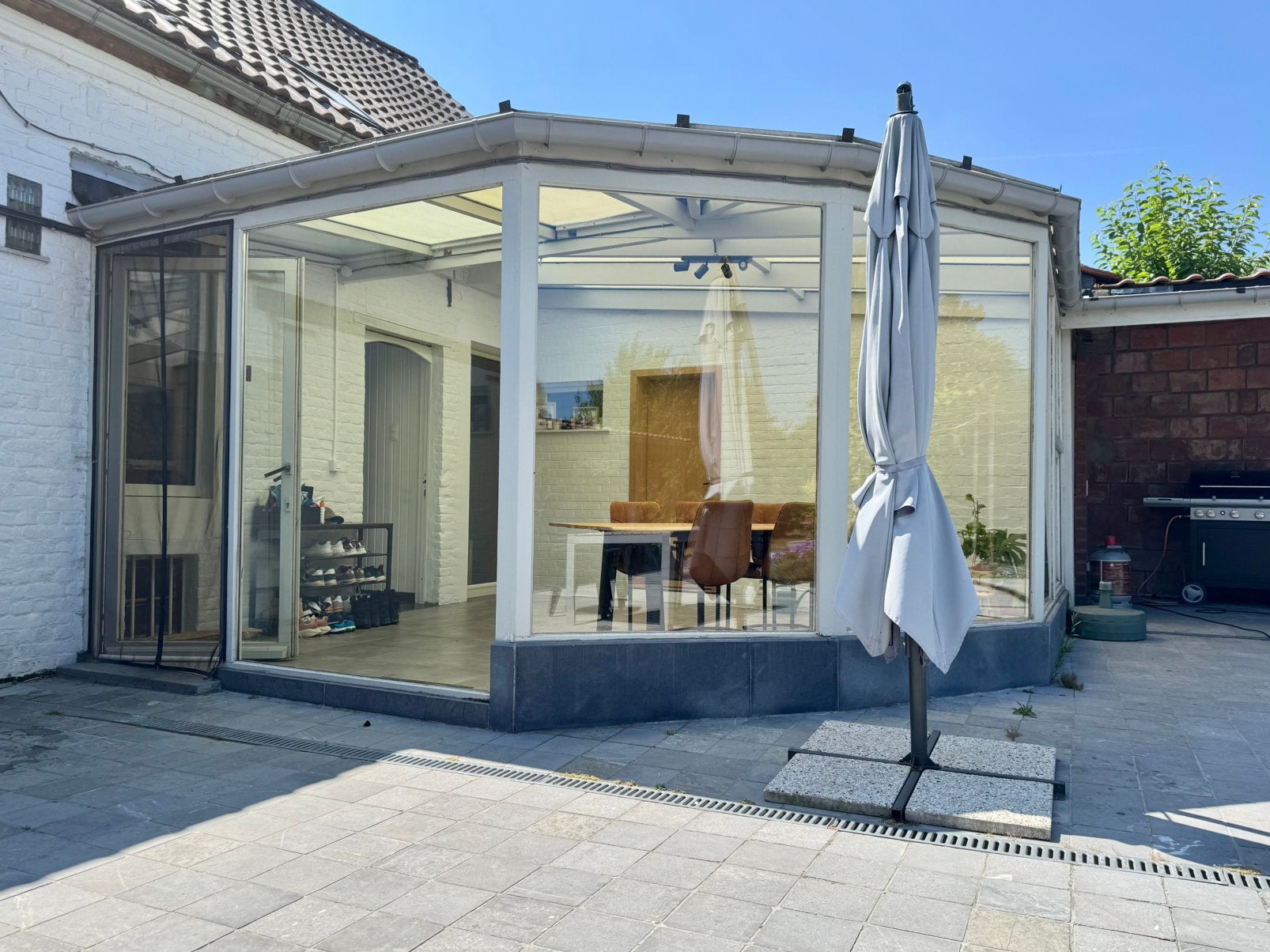 Houten veranda met blauwe steen, Tuin en Terras, Overkappingen, Ophalen, Gebruikt, Veranda