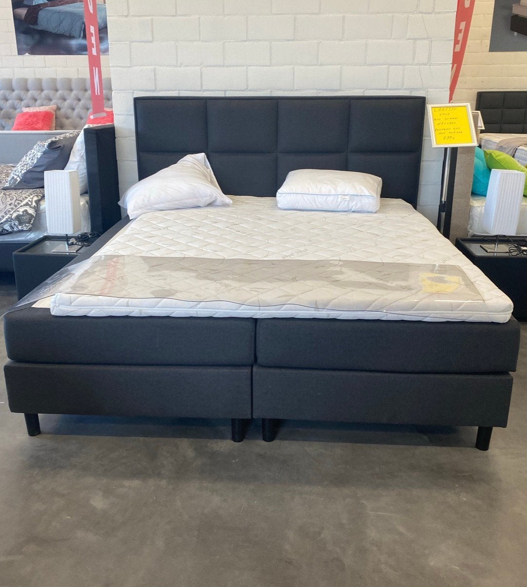 Boxspring te koop 180x200, Gris, Enlèvement, Utilisé, 180 cm