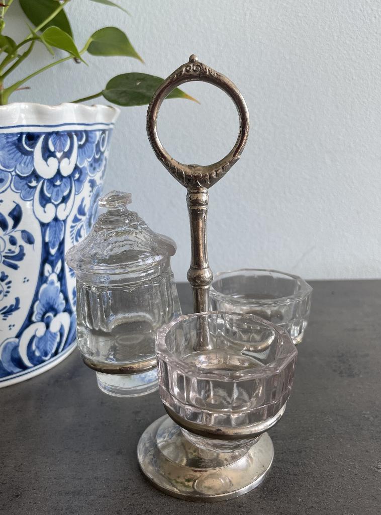 Antiek Val St Lambert kruidenstel, Antiek en Kunst, Antiek | Glaswerk en Kristal, Ophalen