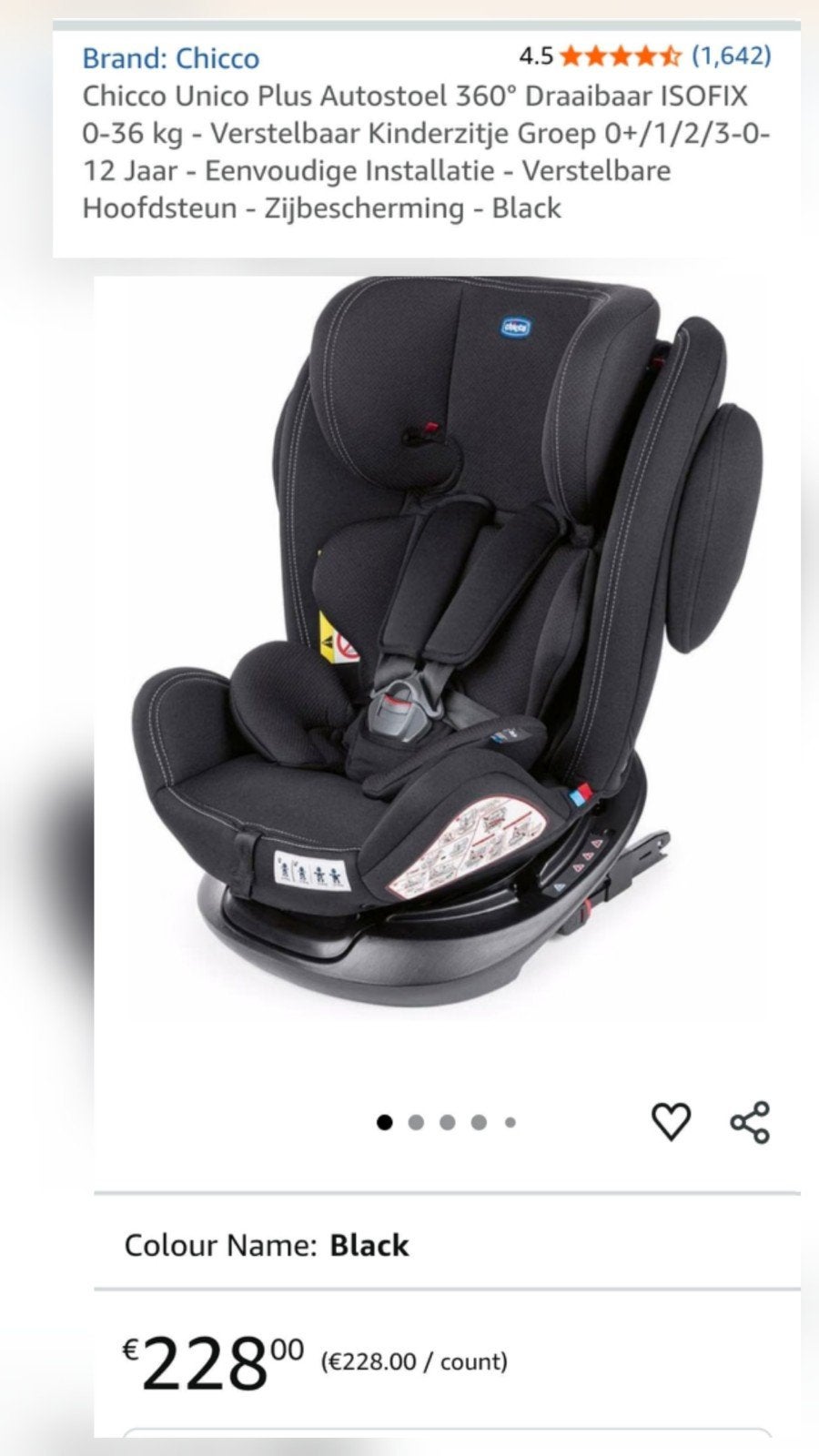 Chicco Unico Plus 360 Rotating Car Seat (0-36 kg), Enlèvement, Chicco, Isofix