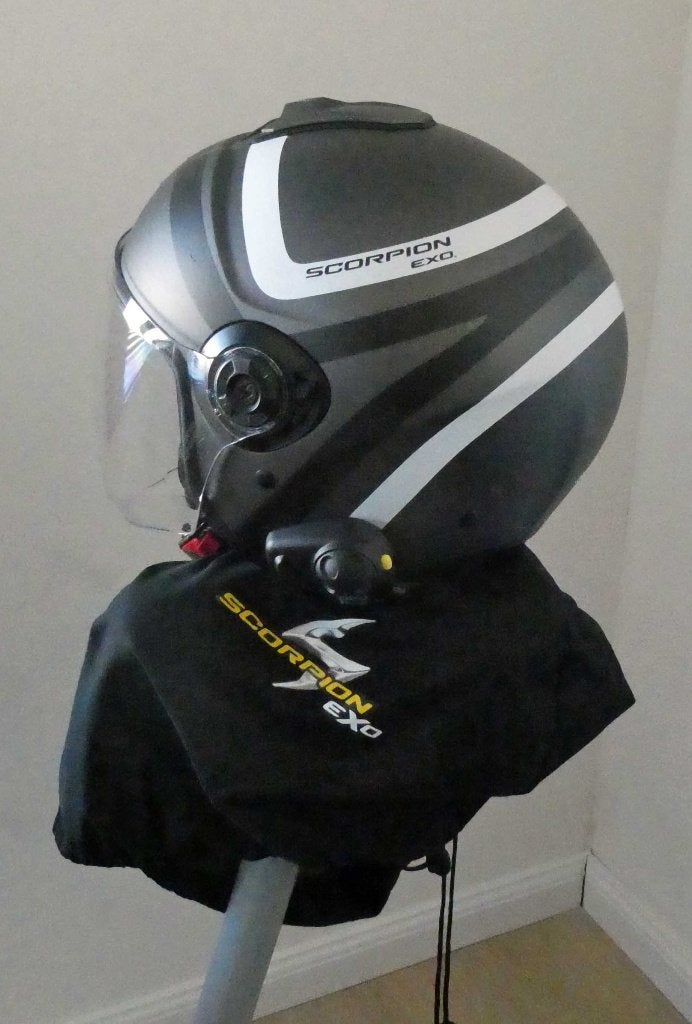 Motorhelm Scorpio + headset, Motoren, Dames, Jethelm, L, Tweedehands
