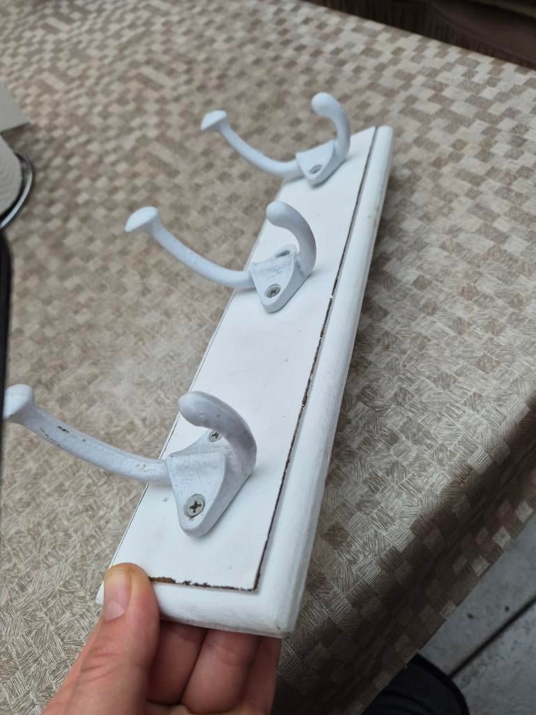 Vintage houten kapstok/ kleerhanger met drie haakjes, Ophalen