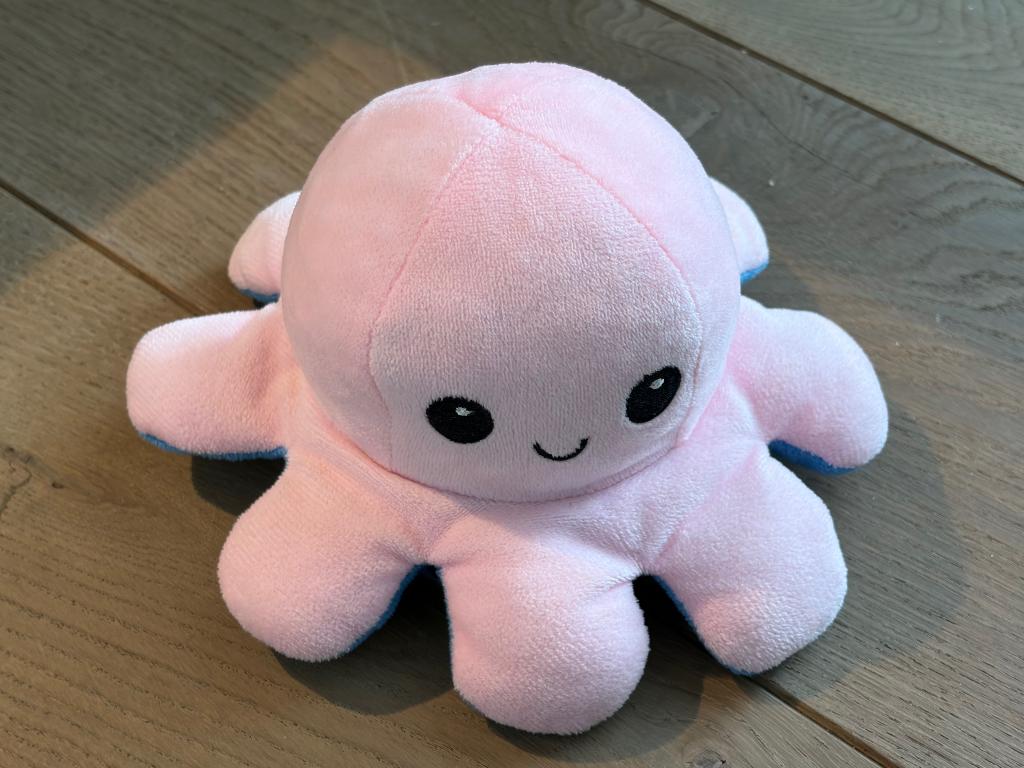 Omkeerbare emotie knuffel Octopus - roze/blauw, Kinderen en Baby's, Speelgoed | Knuffels en Pluche, Ophalen of Verzenden, Zo goed als nieuw