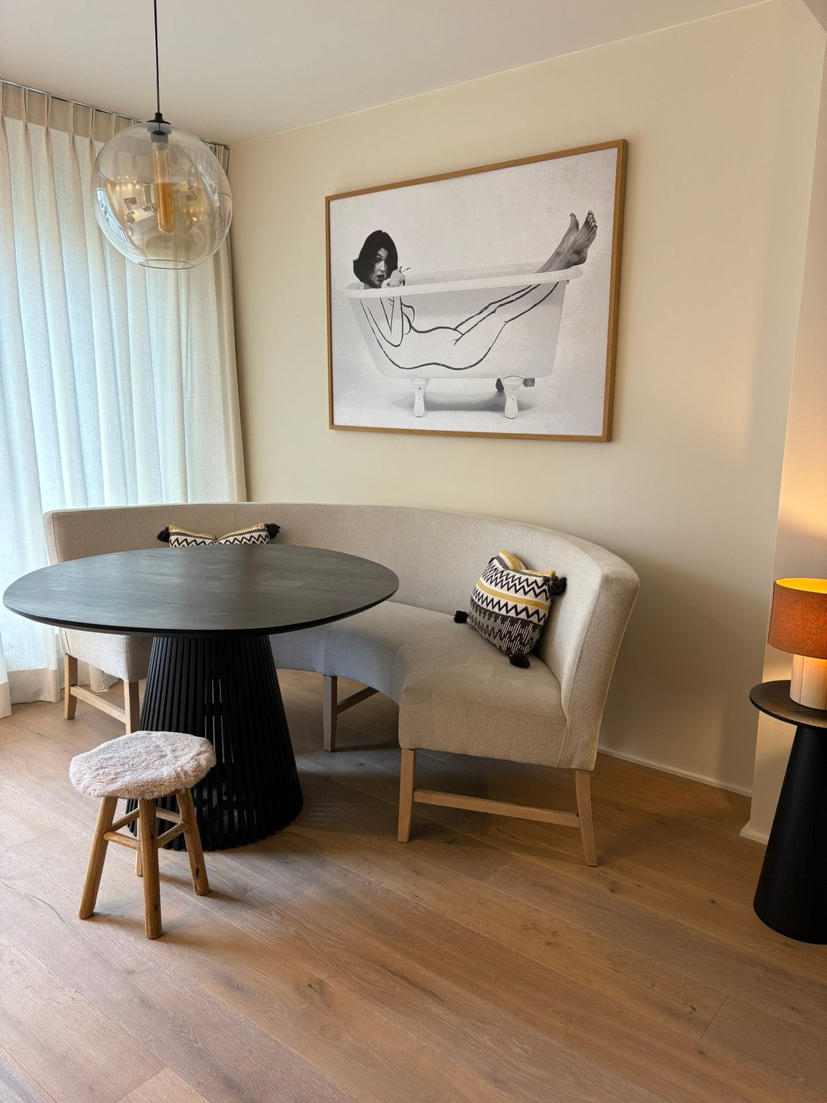 Ø 120 cm black table, Ophalen, Rond, Zo goed als nieuw, 75 cm of meer