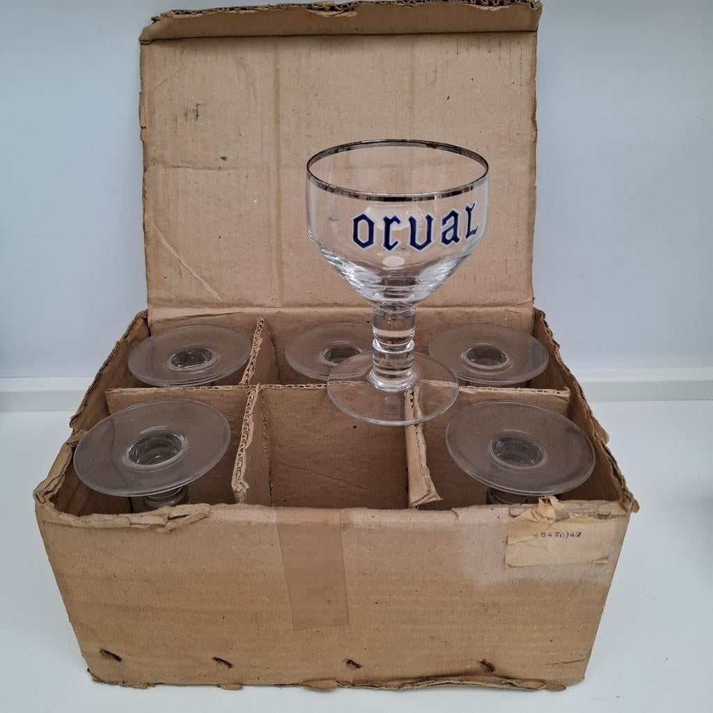 6x OUDE EMAIL GLAZEN   ORVAL, Ophalen of Verzenden