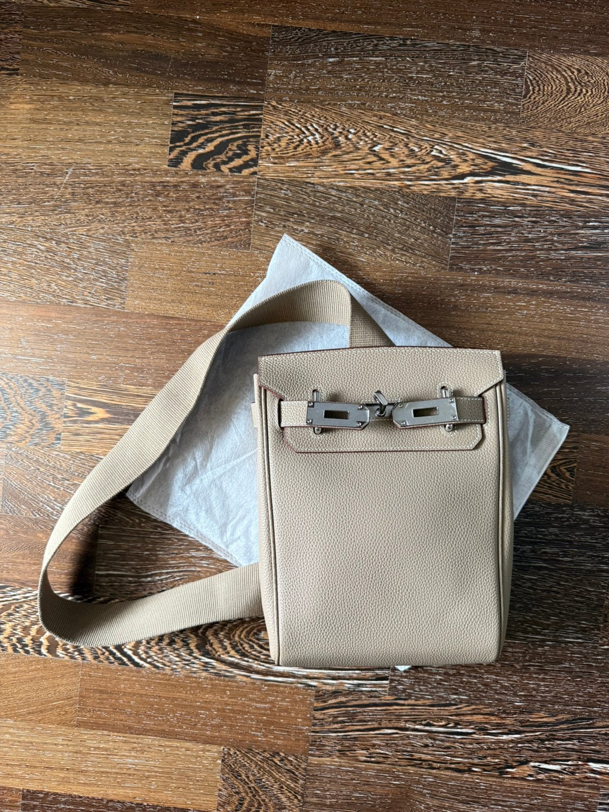 Hermès PM rugzak — Canvas & Togo Beton, Overige merken, Beige, Nieuw, Ophalen of Verzenden