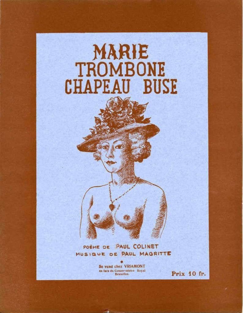 MAGRITTE René - MARIE TROMBONE CHAPEAU BUSE Partituur (1936), Antiek en Kunst, Ophalen of Verzenden, Lithografie, Portret en Figuren