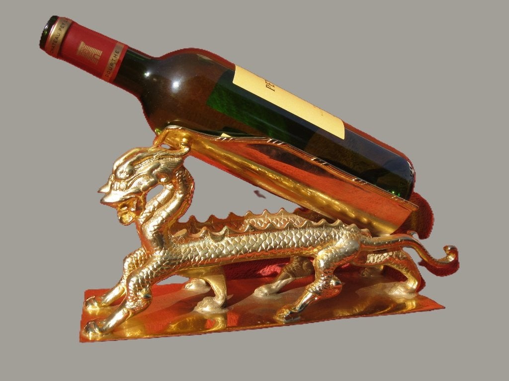 Verguld wijnrek Chinese draken decanteur., Ophalen