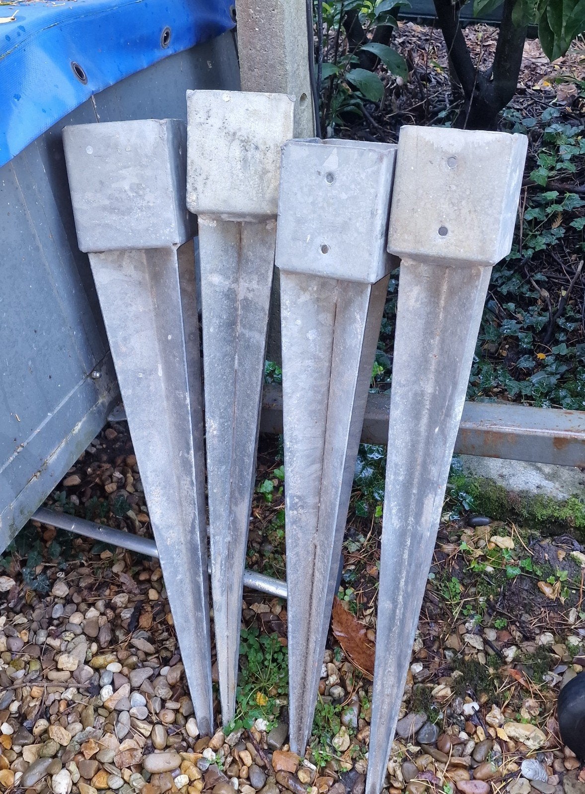 4 paalhouders 12x12, Jardin & Terrasse, Enlèvement, Neuf