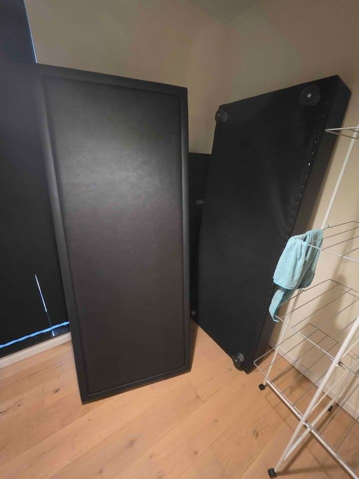 Boxspring, Huis en Inrichting, Slaapkamer | Bedden, Ophalen, Overige materialen, Gebruikt, Zwart