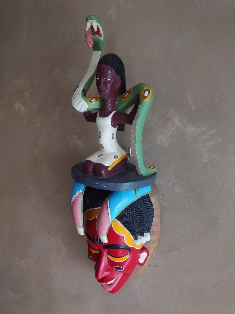 Masque Guro avec figurine de Mami Watta/Côte d'Ivoire, Enlèvement ou Envoi, Masque, Bois