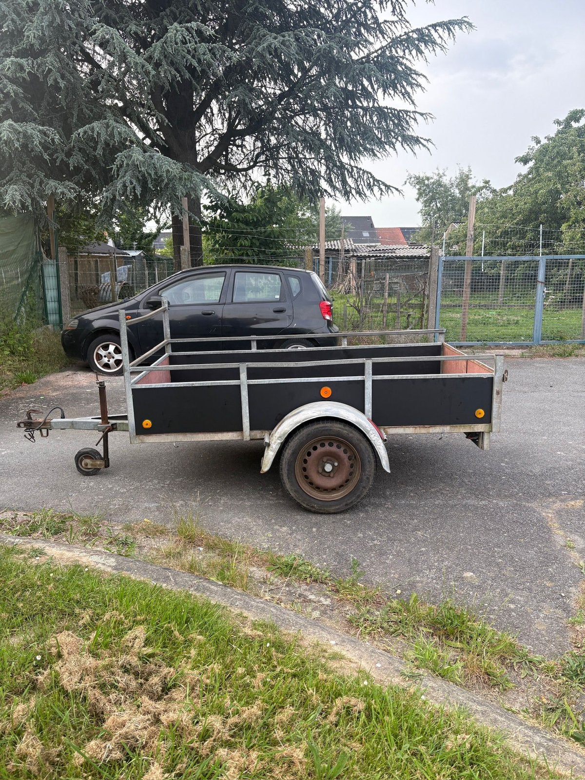 Aanhangwagen enkelas (grote versıe)reserve wiel L 223cm B126, Ophalen, Zo goed als nieuw