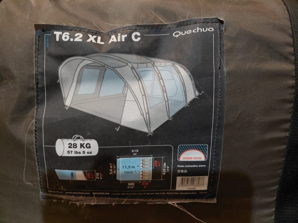 Tente familiale Quechua T6.2 XL Air C – 6 personnes, Enlèvement, Utilisé, Jusqu'à 6
