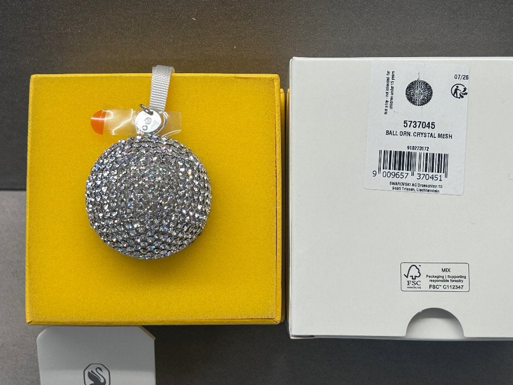 Swarovski Crystal Mesh Ornament Bal Zilver tone, Enlèvement ou Envoi, Neuf, Figurine