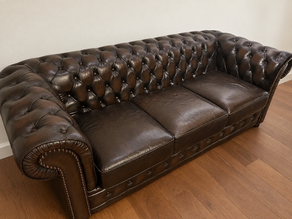 Salon Chesterfield traditionnel de Rochester 3+2+1, Enlèvement, Utilisé, Cuir, Klassieke Engelse Chesterfield-stijl