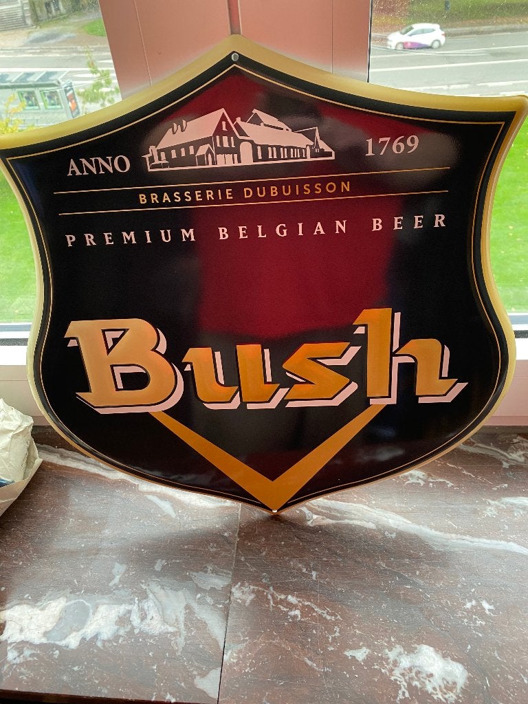 Plaque en métal bière "BUSH", Enlèvement, Neuf, Panneau, Plaque ou Plaquette publicitaire