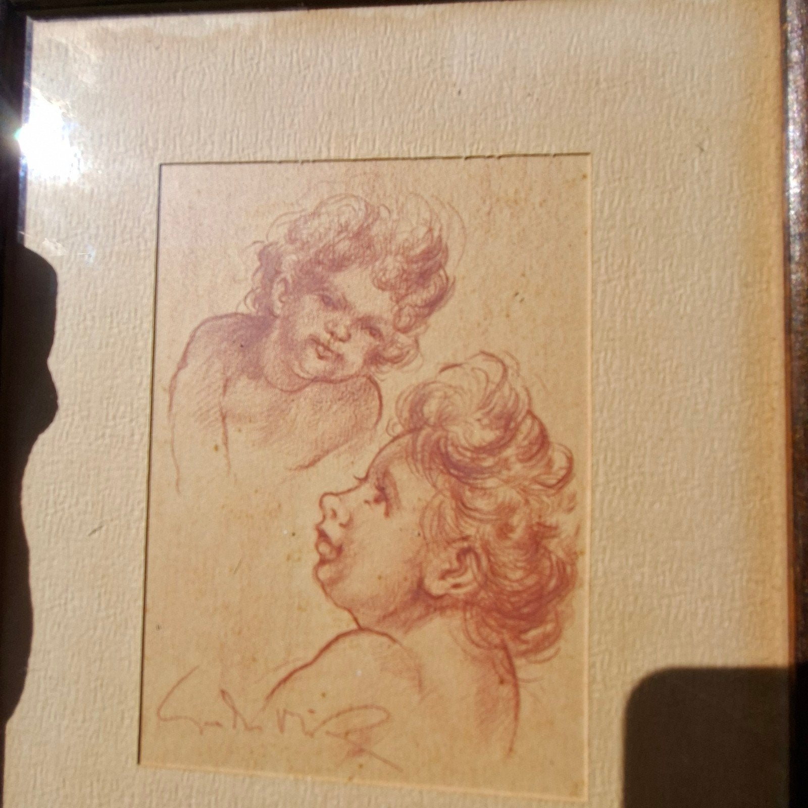 sanguine tekeningen putti s Geo Duvivier (1903-1989), Ingelijst, Gouache, Portret of Personen, Ophalen of Verzenden