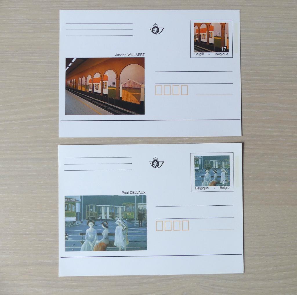 1997 - BK52/BK53 :  2 cartes Willaert et Delvaux (métro), Enlèvement ou Envoi, Non oblitéré