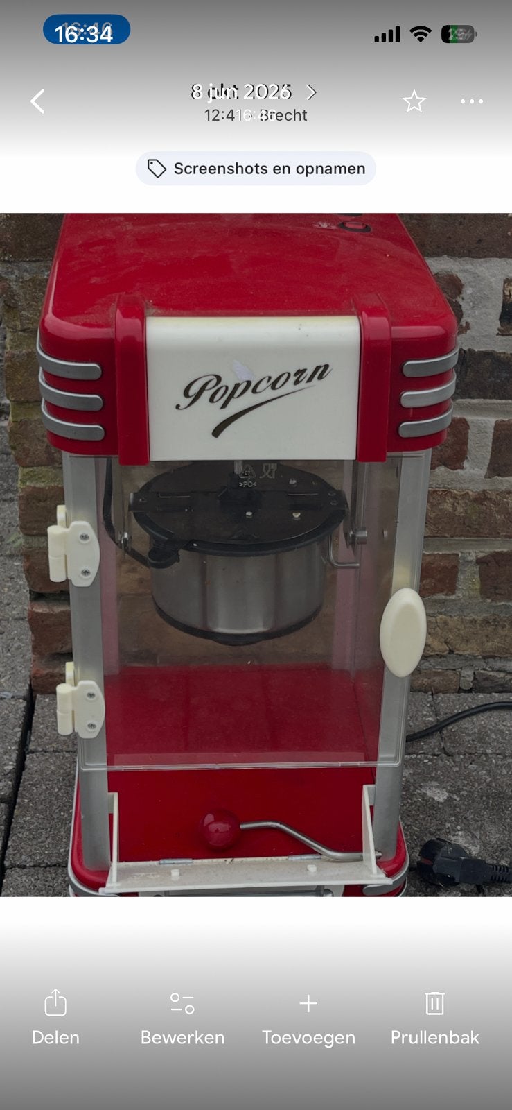Popcornmachine, Articles professionnels, Enlèvement