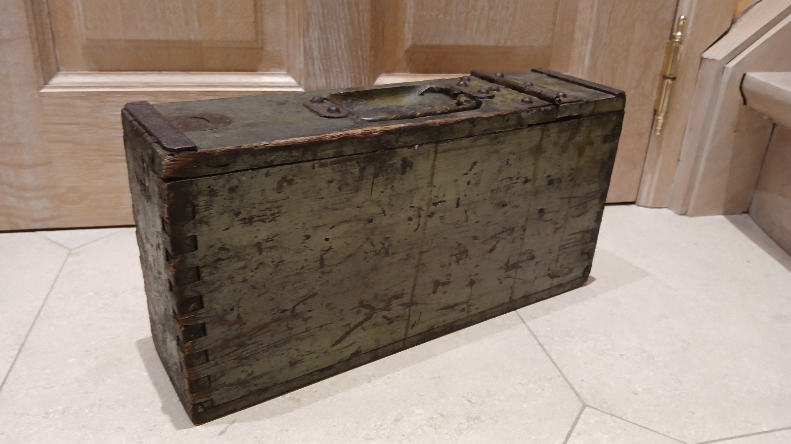 Très belle boîte de munitions allemande MG08 en bois de la P, Collections, Enlèvement ou Envoi