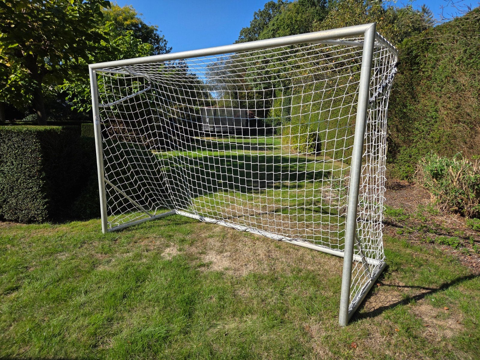 Aluminium voetbaldoel 3 x 2 m met splinternieuw Calzio-net, Sport en Fitness, Ophalen, Zo goed als nieuw