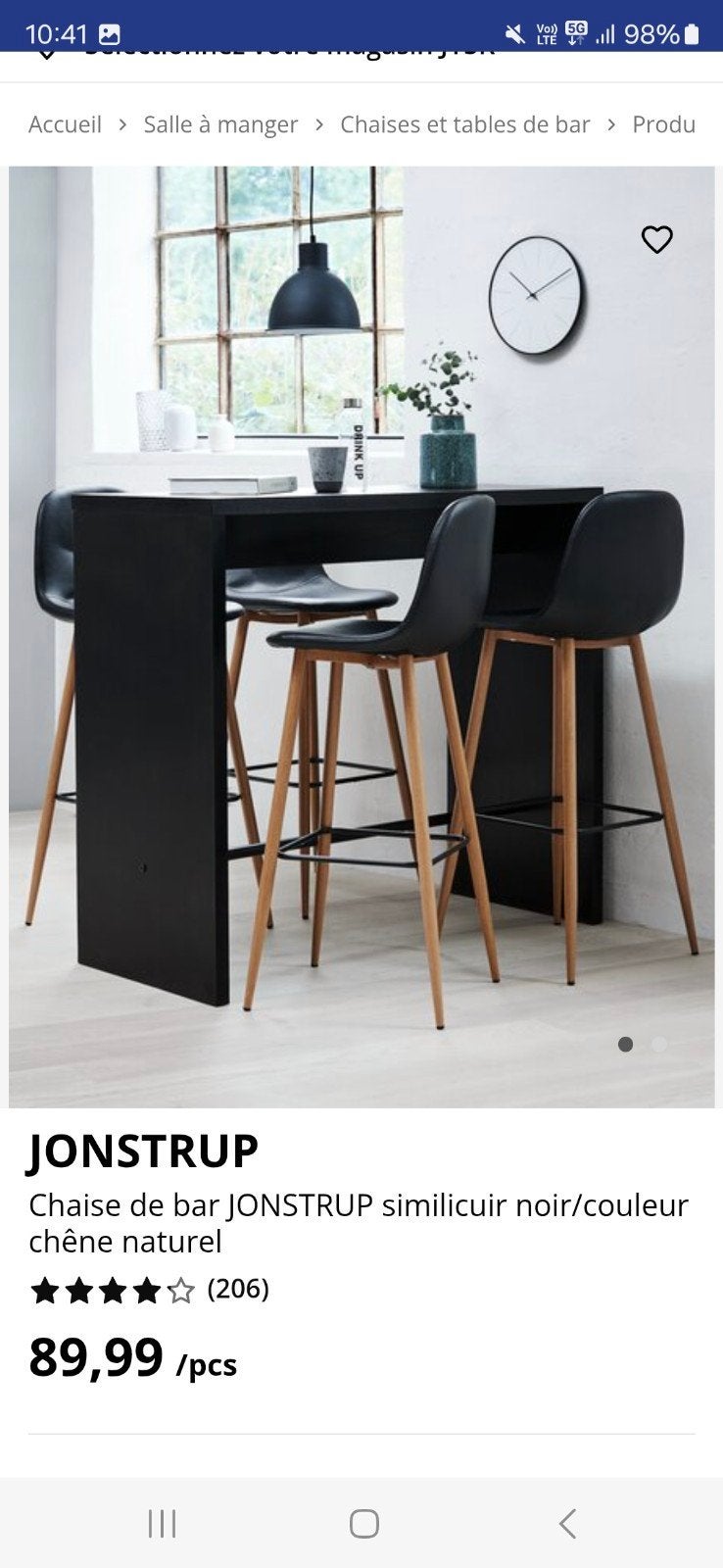 chaise de bar à vendre, Maison & Meubles, Enlèvement